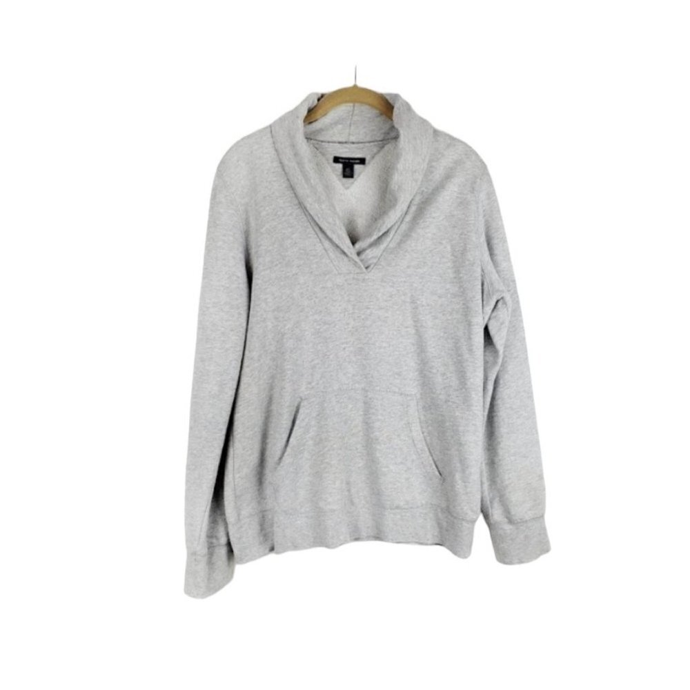 Tommy Hilfiger Shawl Collar Sweatshirt Gray Heather Cozy Womens Size Large